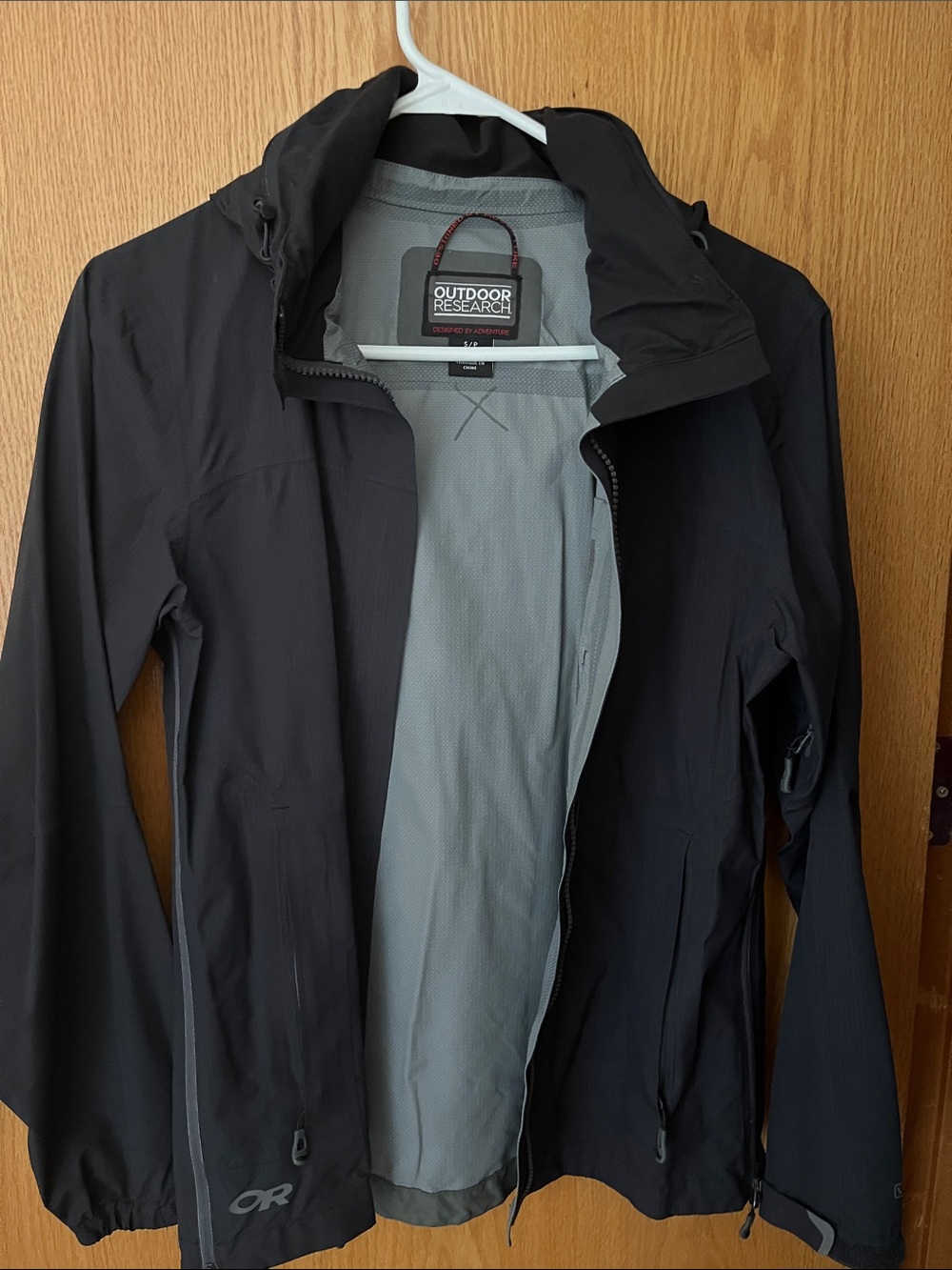 Outdoor Research Black Raincoat with Gray Interior